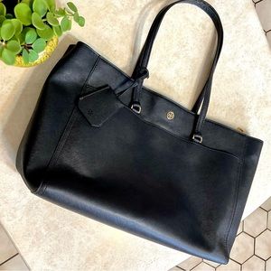 TORY BURCH Large Black Tote Zippered Bag
